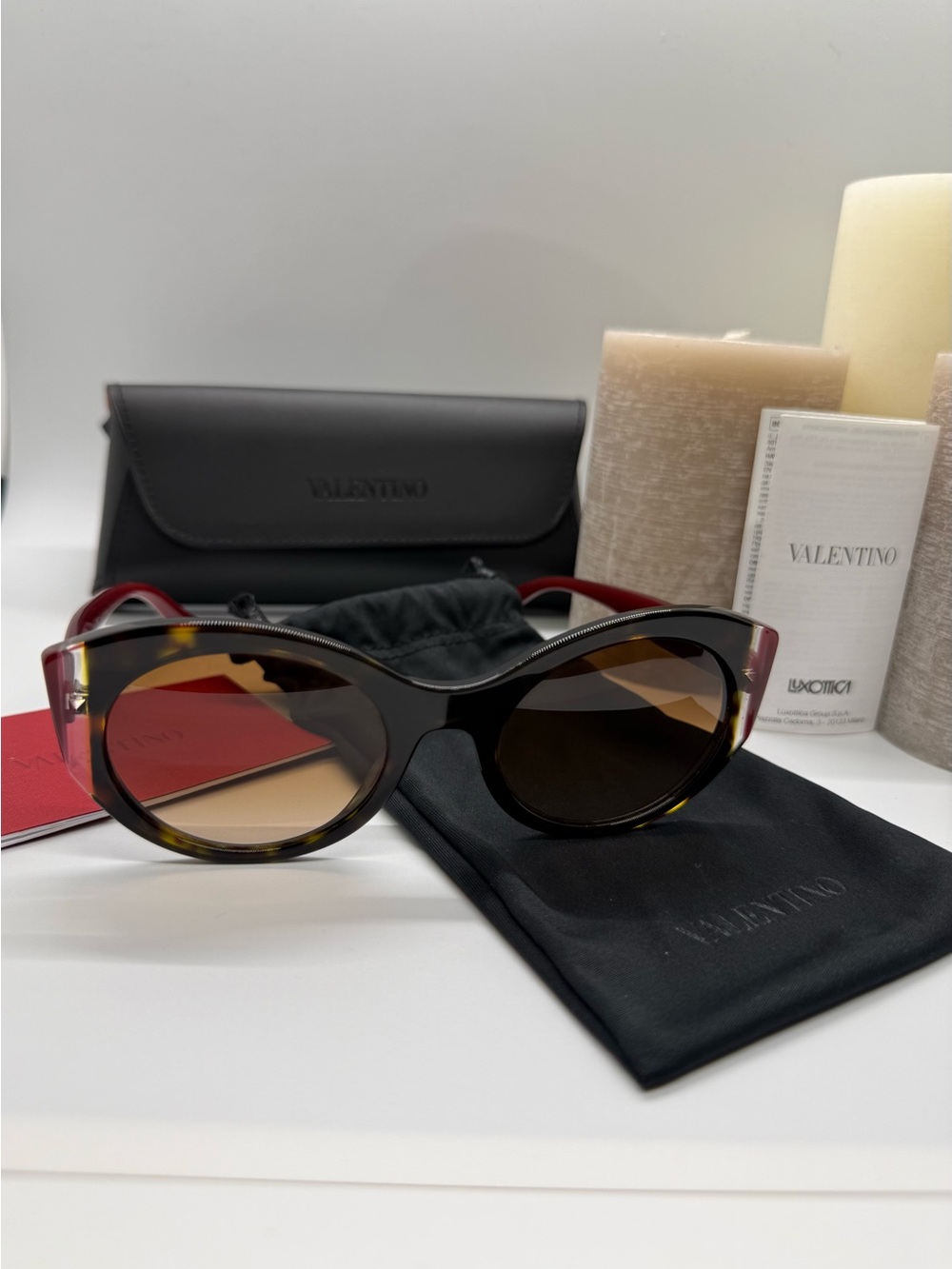 NEW Valentino VA4039 Tortoise Burgundy Sunglasses